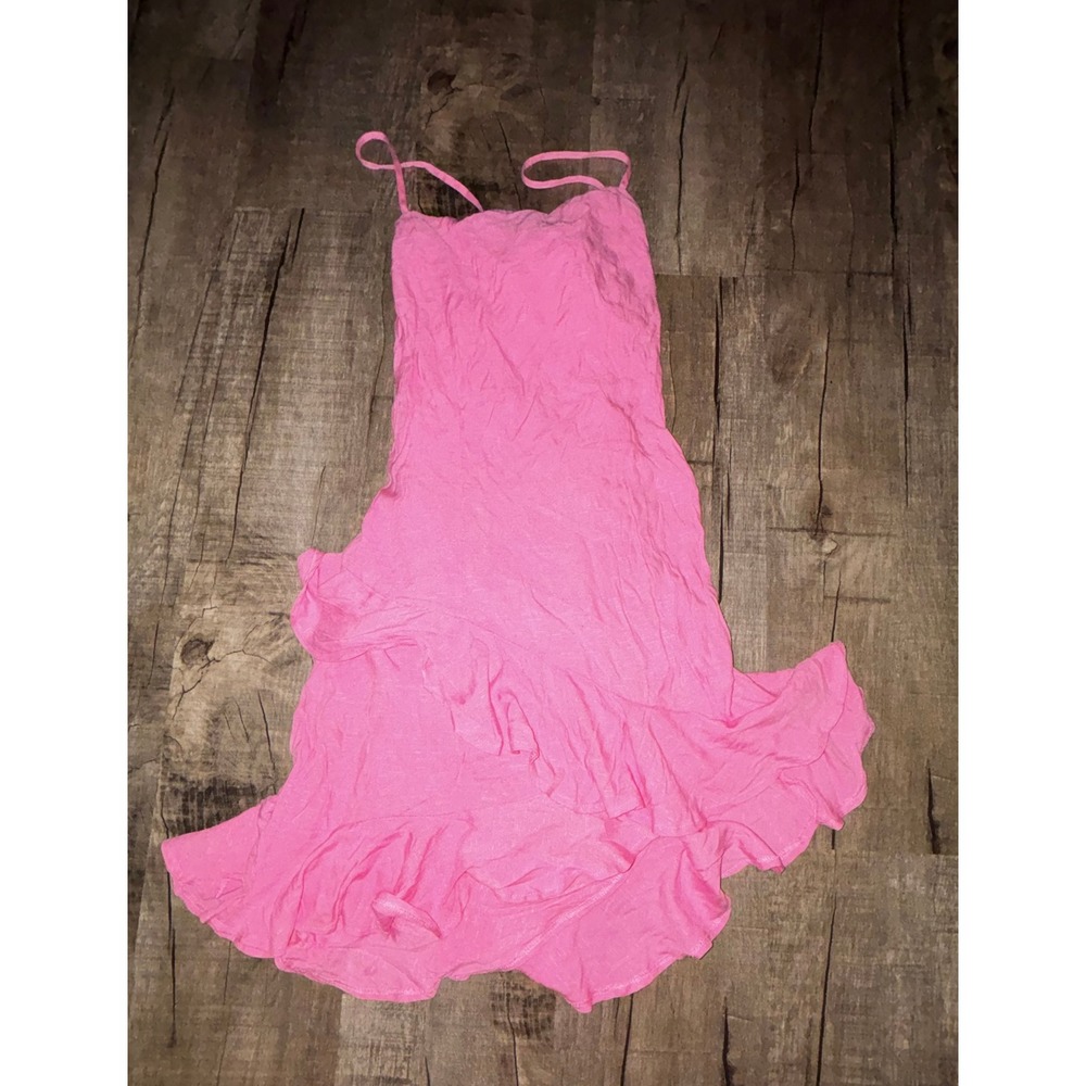 Francesca's Pink Ruffle High Low Mini Dress Open Back XL